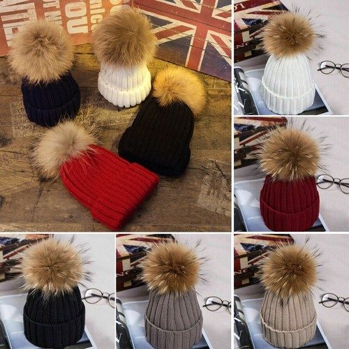 Echtfell bommel strick mütze - bommel,