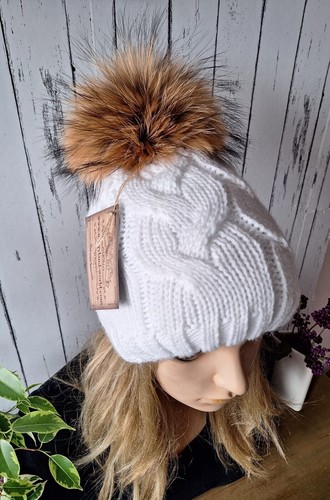 Waschbär strickmütze echt - waschbär,