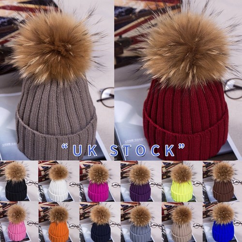 Damen echtfell bommel - damen, strick